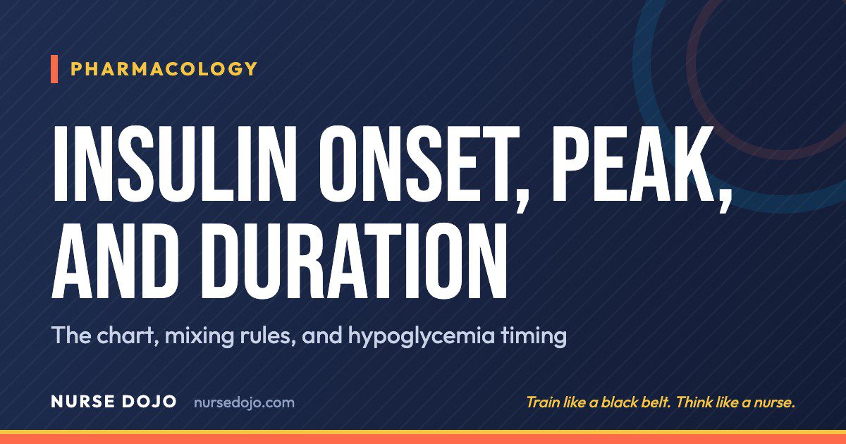 Insulin Onset, Peak, and Duration: The chart, mixing rules, and hypoglycemia timing | Nurse Dojo NCLEX guide