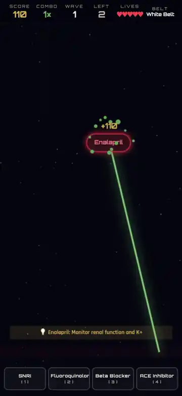 Pharm Invaders: a laser hitting Enalapril as an ACE inhibitor