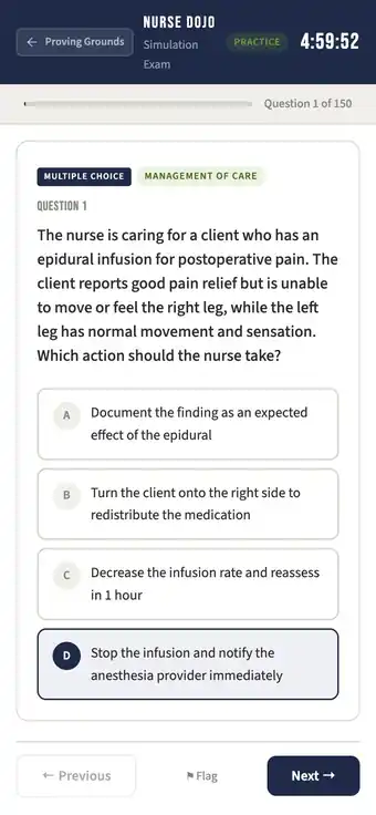 Simulation Exam multiple choice question