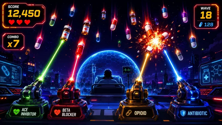 Pharm Invaders gameplay